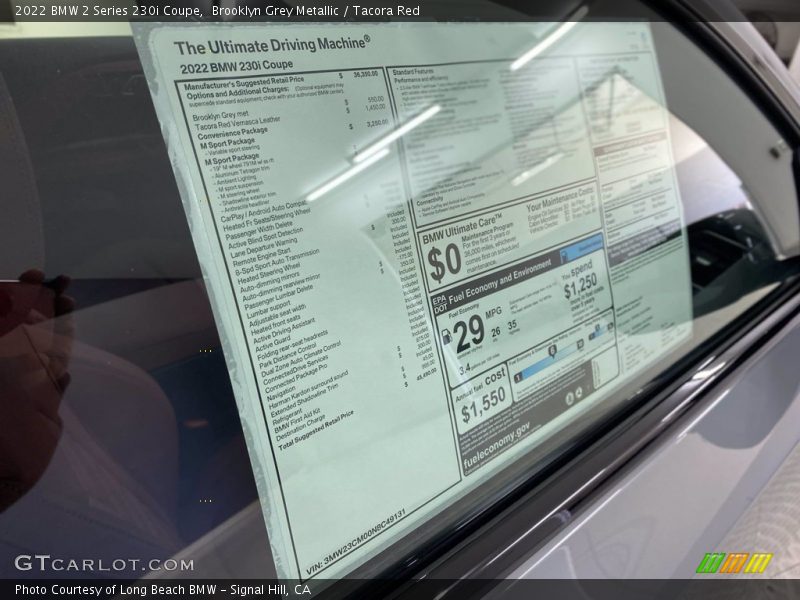  2022 2 Series 230i Coupe Window Sticker