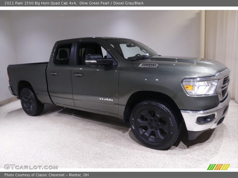 Olive Green Pearl / Diesel Gray/Black 2021 Ram 1500 Big Horn Quad Cab 4x4