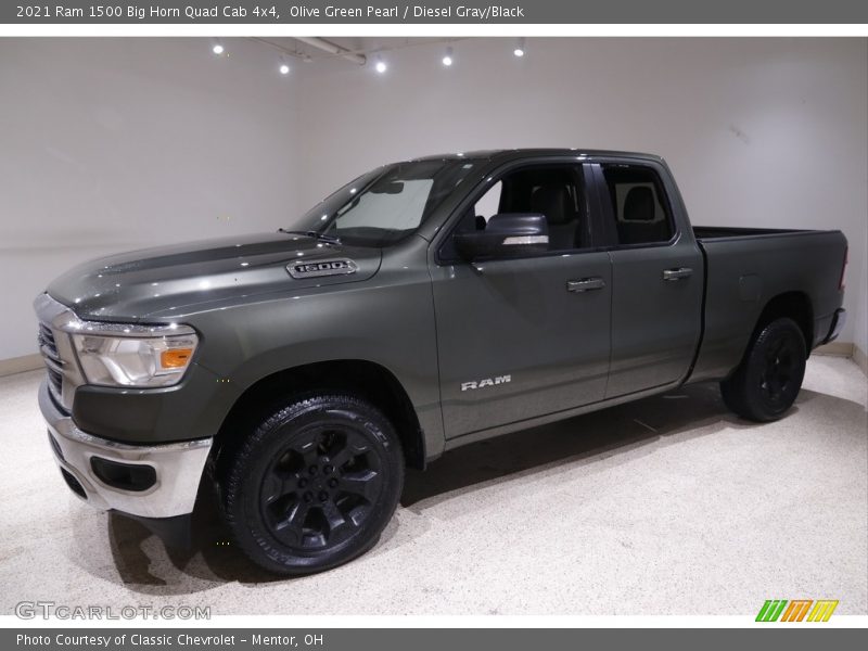 Olive Green Pearl / Diesel Gray/Black 2021 Ram 1500 Big Horn Quad Cab 4x4