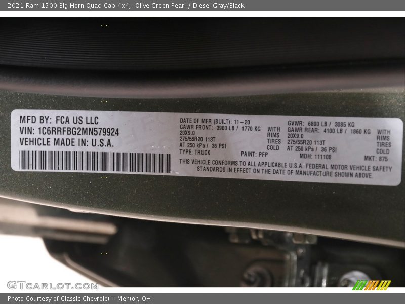 Olive Green Pearl / Diesel Gray/Black 2021 Ram 1500 Big Horn Quad Cab 4x4