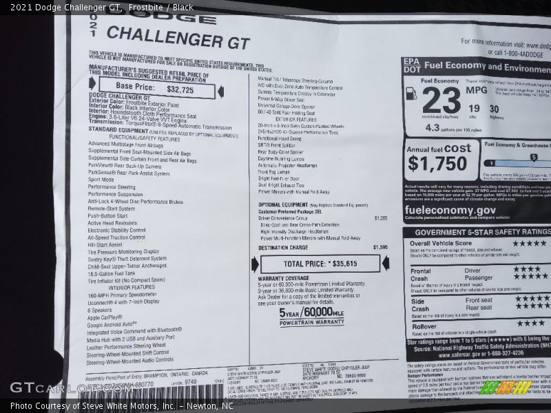 Frostbite / Black 2021 Dodge Challenger GT