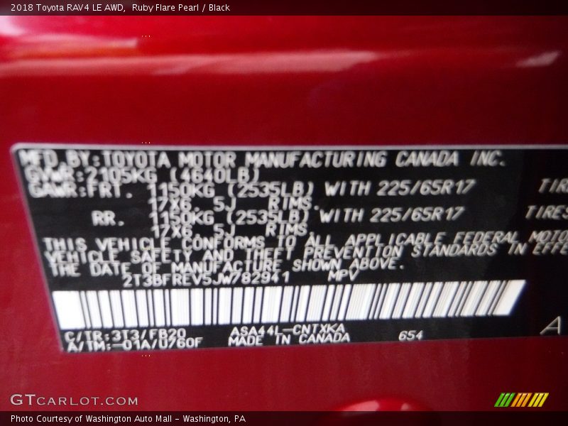 Ruby Flare Pearl / Black 2018 Toyota RAV4 LE AWD