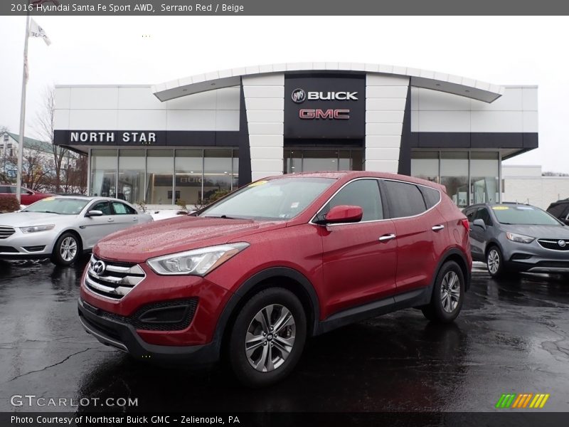 Serrano Red / Beige 2016 Hyundai Santa Fe Sport AWD