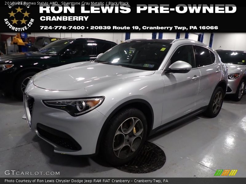 Silverstone Gray Metallic / Black/Black 2018 Alfa Romeo Stelvio AWD