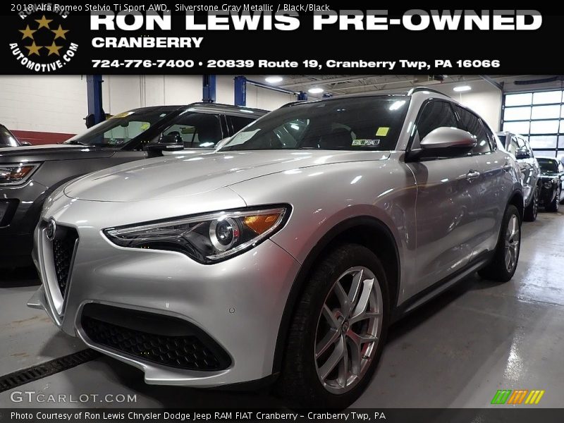 Silverstone Gray Metallic / Black/Black 2018 Alfa Romeo Stelvio Ti Sport AWD