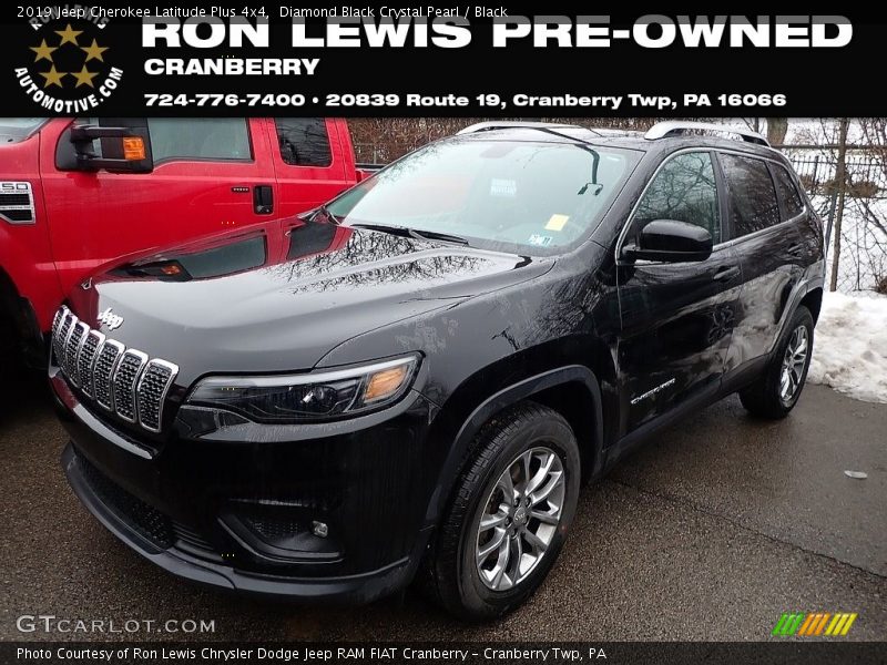 Diamond Black Crystal Pearl / Black 2019 Jeep Cherokee Latitude Plus 4x4