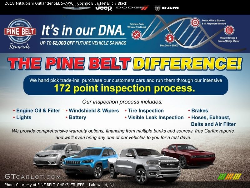 Cosmic Blue Metallic / Black 2018 Mitsubishi Outlander SEL S-AWC