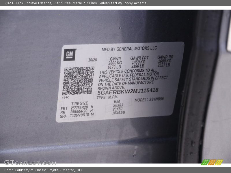 Satin Steel Metallic / Dark Galvanized w/Ebony Accents 2021 Buick Enclave Essence