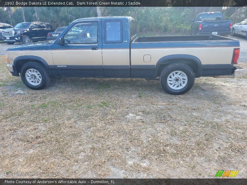 Dark Forest Green Metallic / Saddle 1992 Dodge Dakota LE Extended Cab