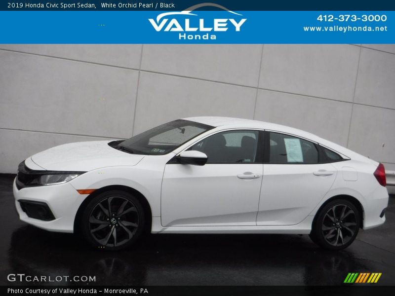 White Orchid Pearl / Black 2019 Honda Civic Sport Sedan