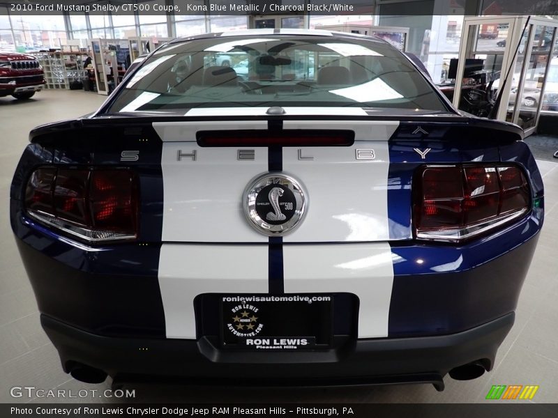 Kona Blue Metallic / Charcoal Black/White 2010 Ford Mustang Shelby GT500 Coupe