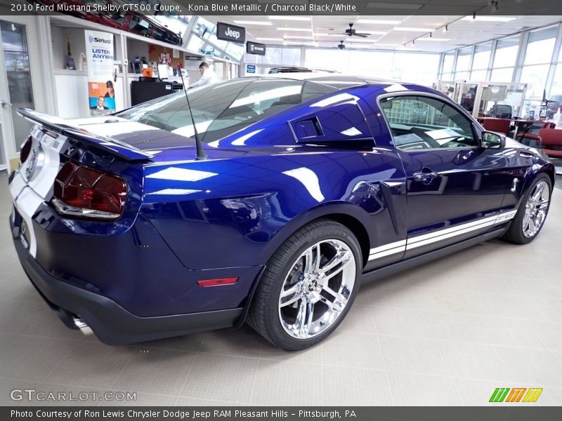 Kona Blue Metallic / Charcoal Black/White 2010 Ford Mustang Shelby GT500 Coupe