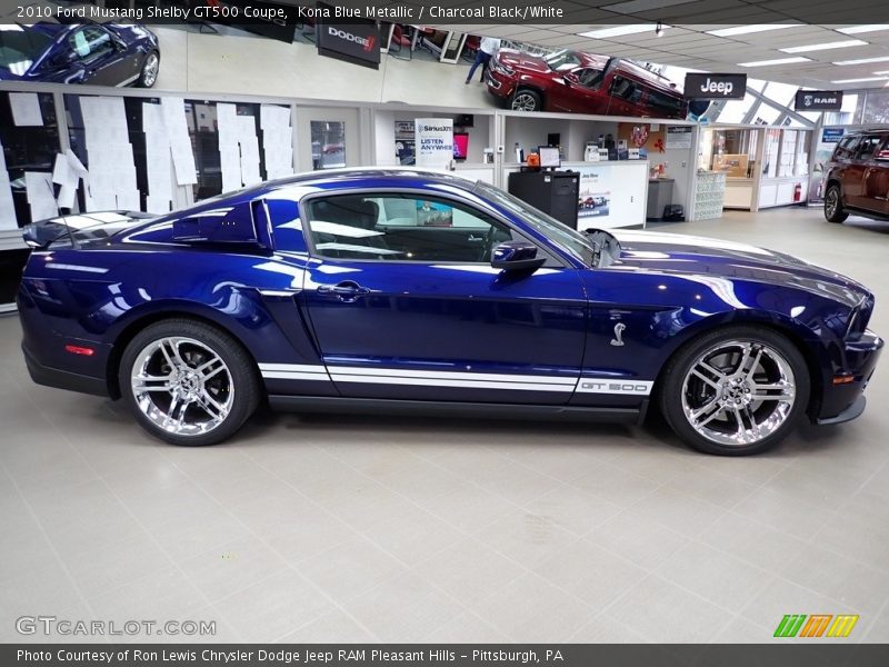 Kona Blue Metallic / Charcoal Black/White 2010 Ford Mustang Shelby GT500 Coupe