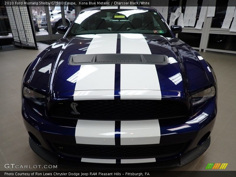 Kona Blue Metallic / Charcoal Black/White 2010 Ford Mustang Shelby GT500 Coupe