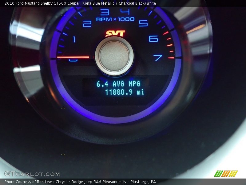 Kona Blue Metallic / Charcoal Black/White 2010 Ford Mustang Shelby GT500 Coupe