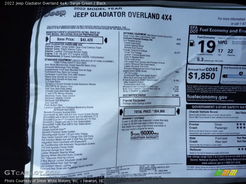 Sarge Green / Black 2022 Jeep Gladiator Overland 4x4