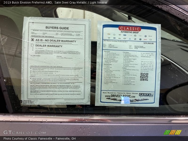 Satin Steel Gray Metallic / Light Neutral 2019 Buick Envision Preferred AWD