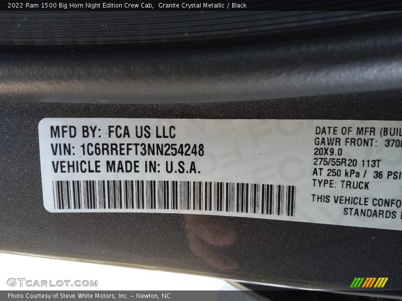 Granite Crystal Metallic / Black 2022 Ram 1500 Big Horn Night Edition Crew Cab