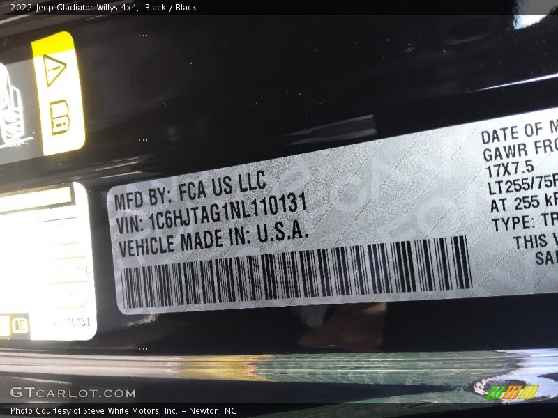 Black / Black 2022 Jeep Gladiator Willys 4x4