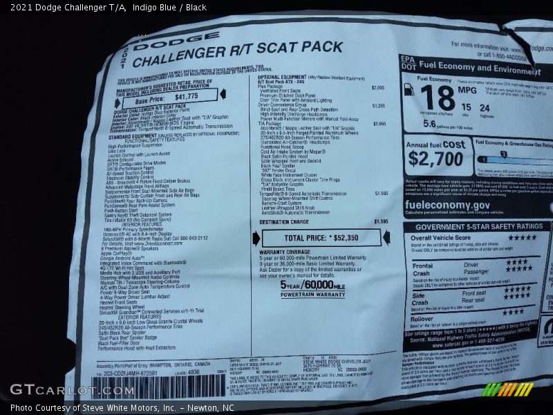 Indigo Blue / Black 2021 Dodge Challenger T/A