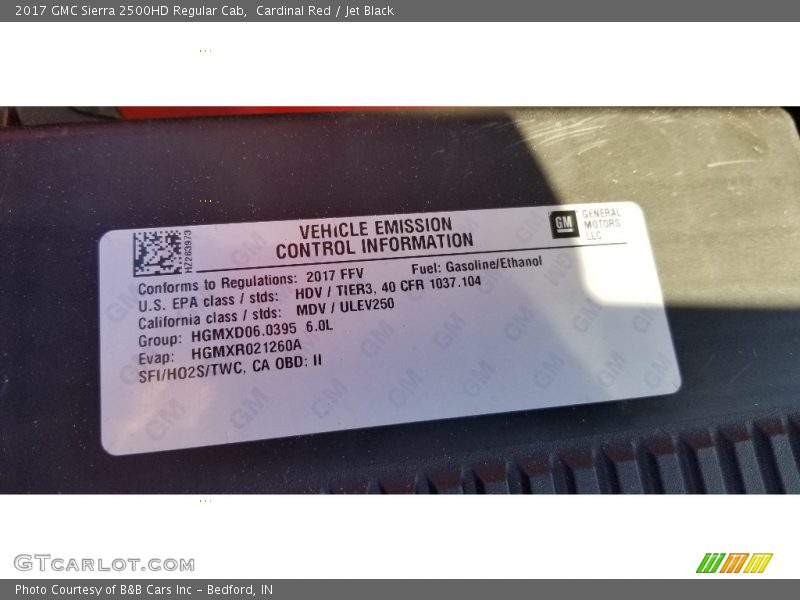 Cardinal Red / Jet Black 2017 GMC Sierra 2500HD Regular Cab