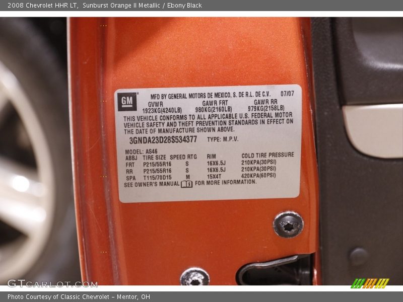 Sunburst Orange II Metallic / Ebony Black 2008 Chevrolet HHR LT