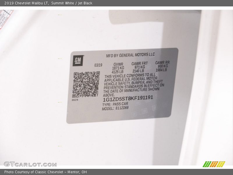 Summit White / Jet Black 2019 Chevrolet Malibu LT