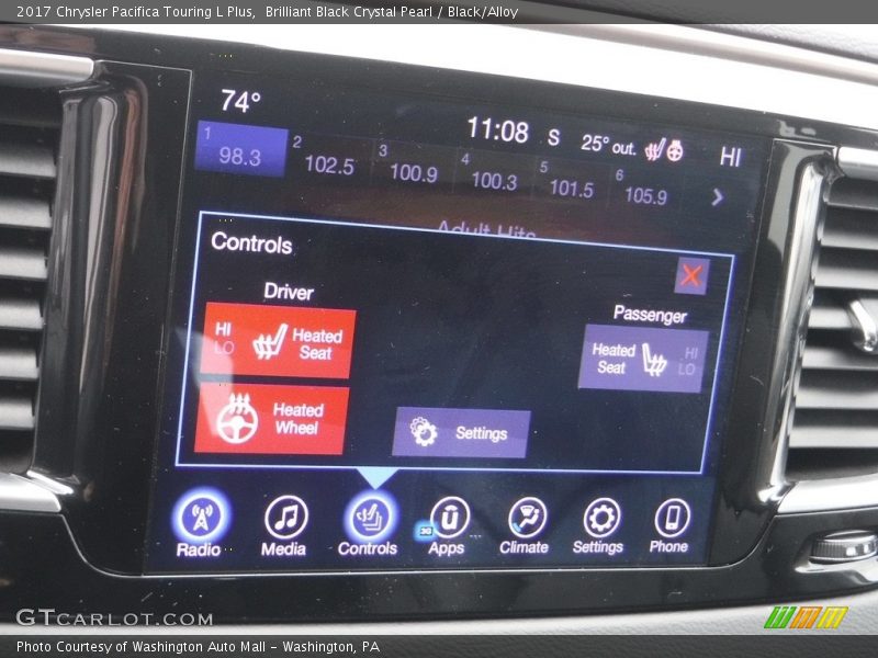 Brilliant Black Crystal Pearl / Black/Alloy 2017 Chrysler Pacifica Touring L Plus