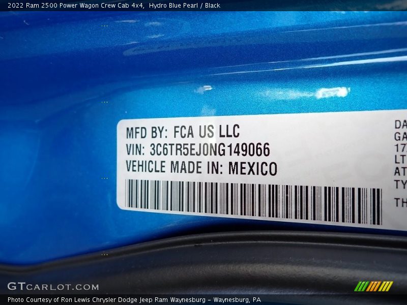 Hydro Blue Pearl / Black 2022 Ram 2500 Power Wagon Crew Cab 4x4
