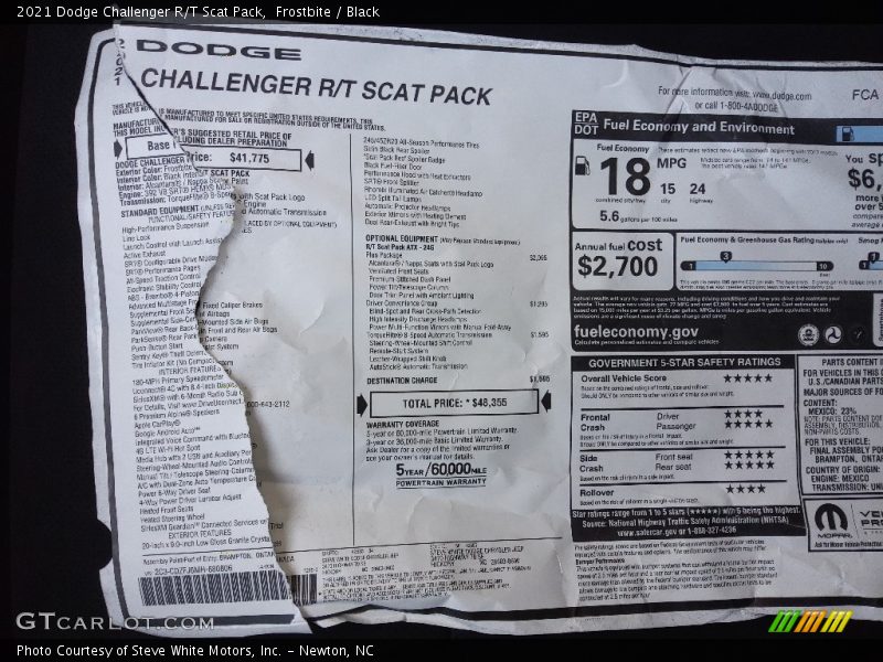 Frostbite / Black 2021 Dodge Challenger R/T Scat Pack