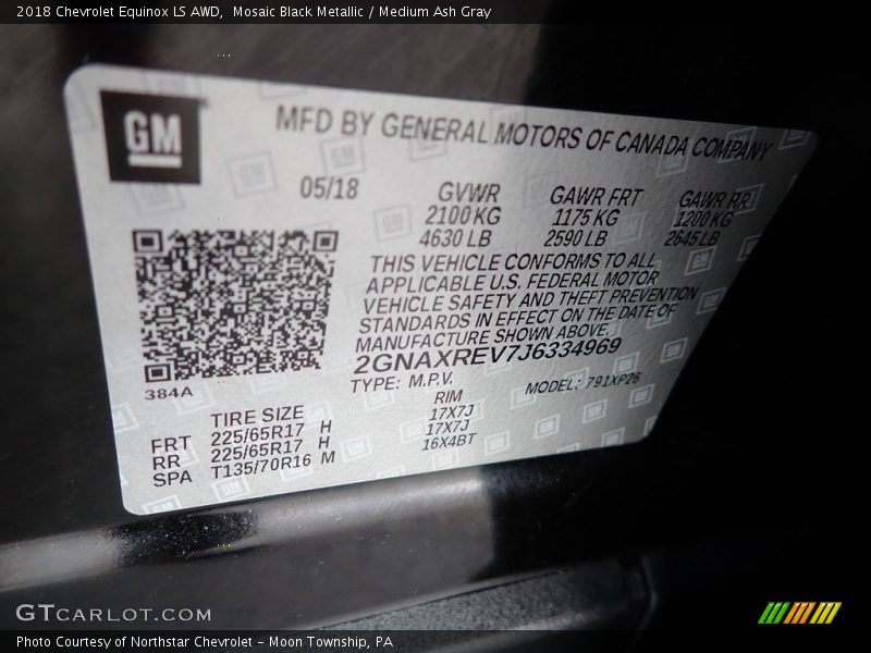 Mosaic Black Metallic / Medium Ash Gray 2018 Chevrolet Equinox LS AWD
