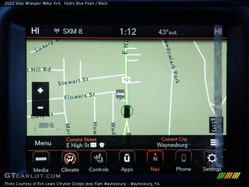 Navigation of 2022 Wrangler Willys 4x4