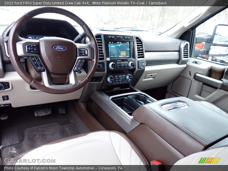 White Platinum Metallic Tri-Coat / Camelback 2019 Ford F450 Super Duty Limited Crew Cab 4x4