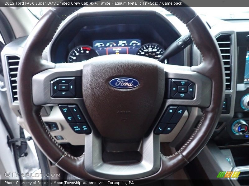 White Platinum Metallic Tri-Coat / Camelback 2019 Ford F450 Super Duty Limited Crew Cab 4x4