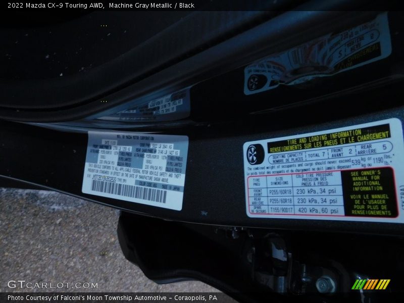 Machine Gray Metallic / Black 2022 Mazda CX-9 Touring AWD