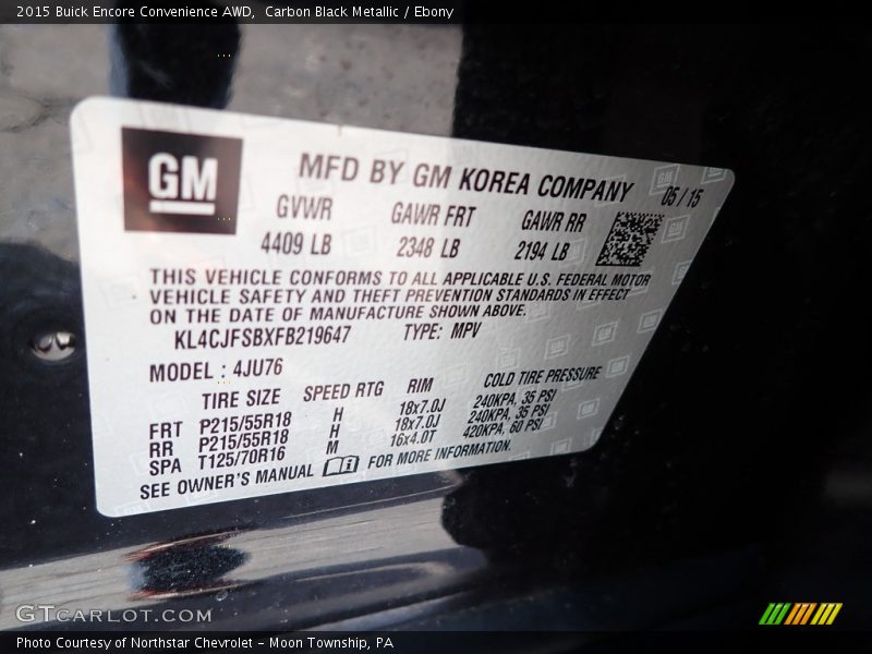 Carbon Black Metallic / Ebony 2015 Buick Encore Convenience AWD
