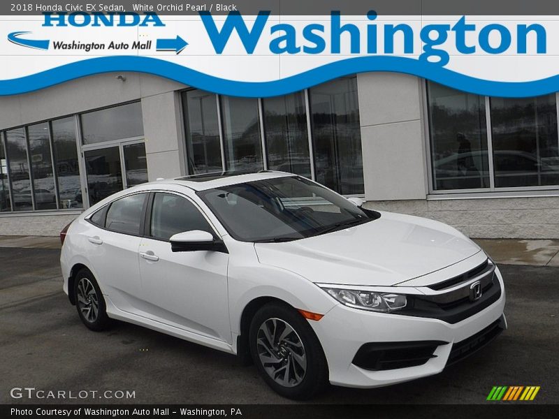 White Orchid Pearl / Black 2018 Honda Civic EX Sedan