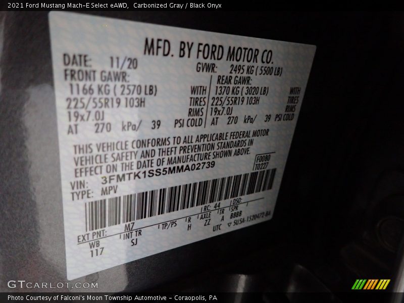 2021 Mustang Mach-E Select eAWD Carbonized Gray Color Code M7