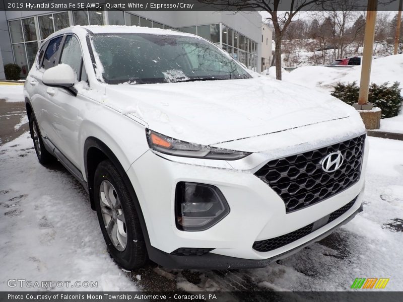 Quartz White / Espresso/Gray 2019 Hyundai Santa Fe SE AWD
