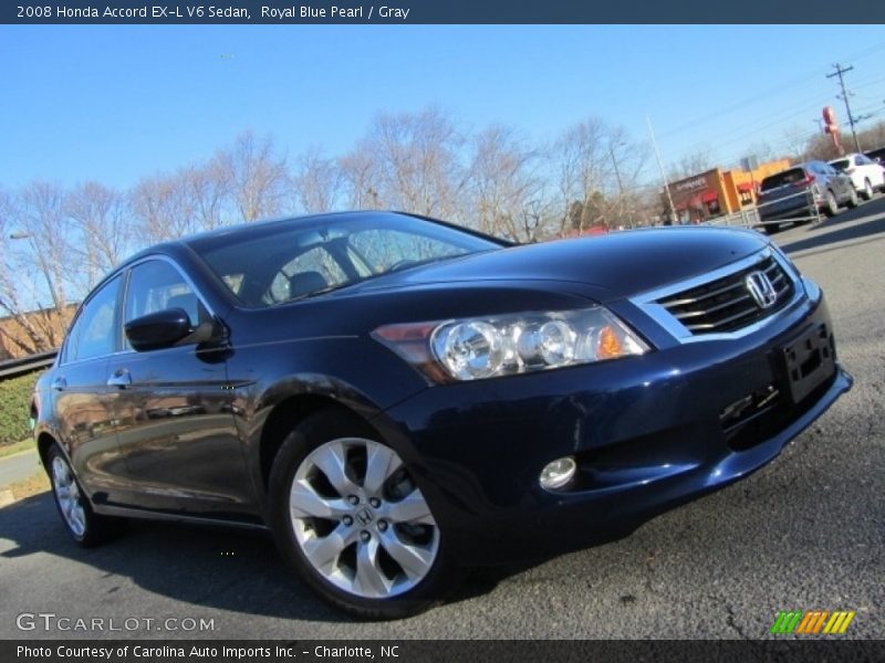 Royal Blue Pearl / Gray 2008 Honda Accord EX-L V6 Sedan