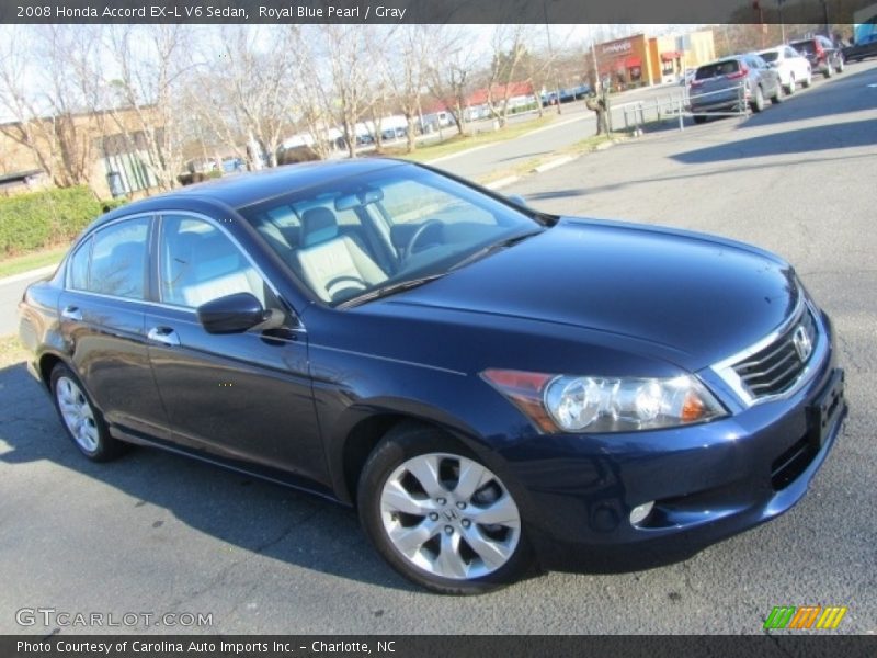 Royal Blue Pearl / Gray 2008 Honda Accord EX-L V6 Sedan