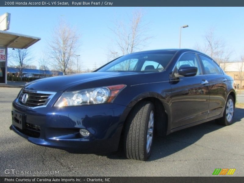 Royal Blue Pearl / Gray 2008 Honda Accord EX-L V6 Sedan