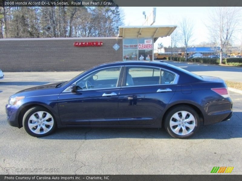 Royal Blue Pearl / Gray 2008 Honda Accord EX-L V6 Sedan