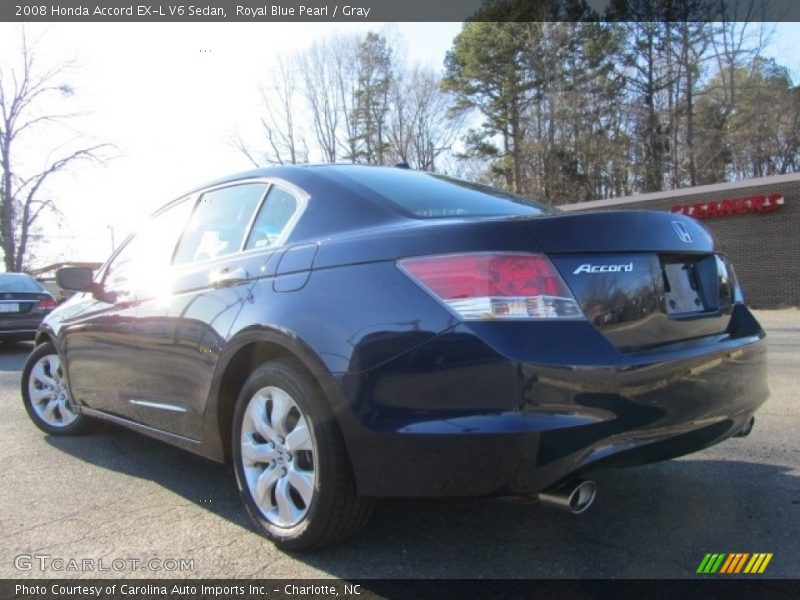 Royal Blue Pearl / Gray 2008 Honda Accord EX-L V6 Sedan