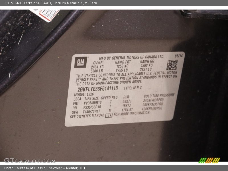 Iridium Metallic / Jet Black 2015 GMC Terrain SLT AWD