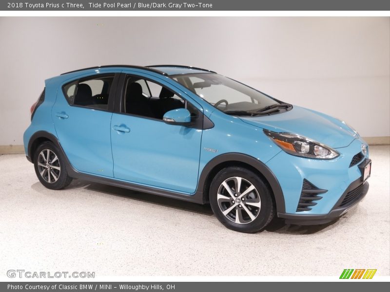 Tide Pool Pearl / Blue/Dark Gray Two-Tone 2018 Toyota Prius c Three