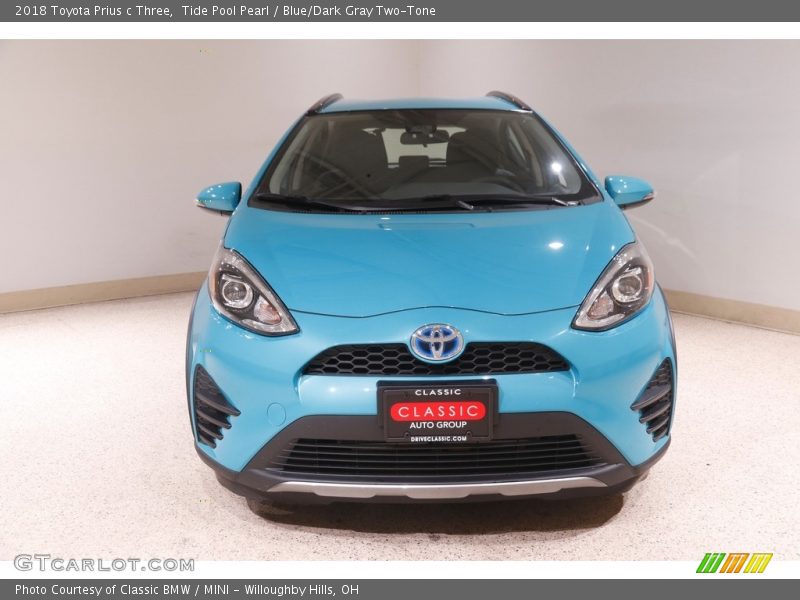 Tide Pool Pearl / Blue/Dark Gray Two-Tone 2018 Toyota Prius c Three
