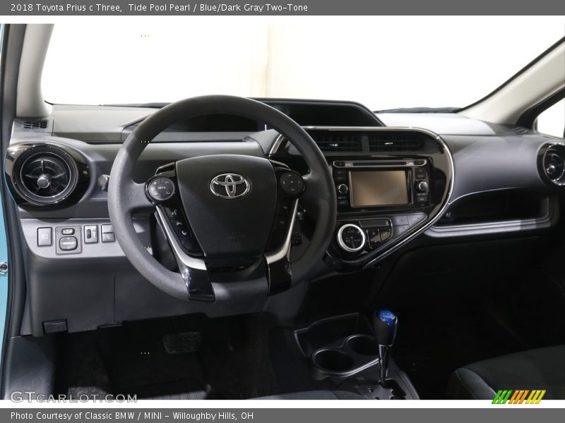 Tide Pool Pearl / Blue/Dark Gray Two-Tone 2018 Toyota Prius c Three