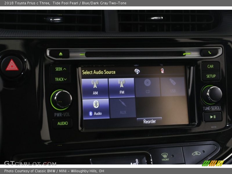 Tide Pool Pearl / Blue/Dark Gray Two-Tone 2018 Toyota Prius c Three