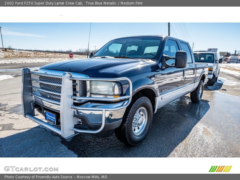 True Blue Metallic / Medium Flint 2002 Ford F250 Super Duty Lariat Crew Cab